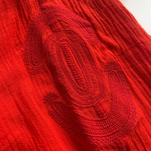 - Madewell red embroidered oversized boho top, NWT, sz M - Picture 5 of 6